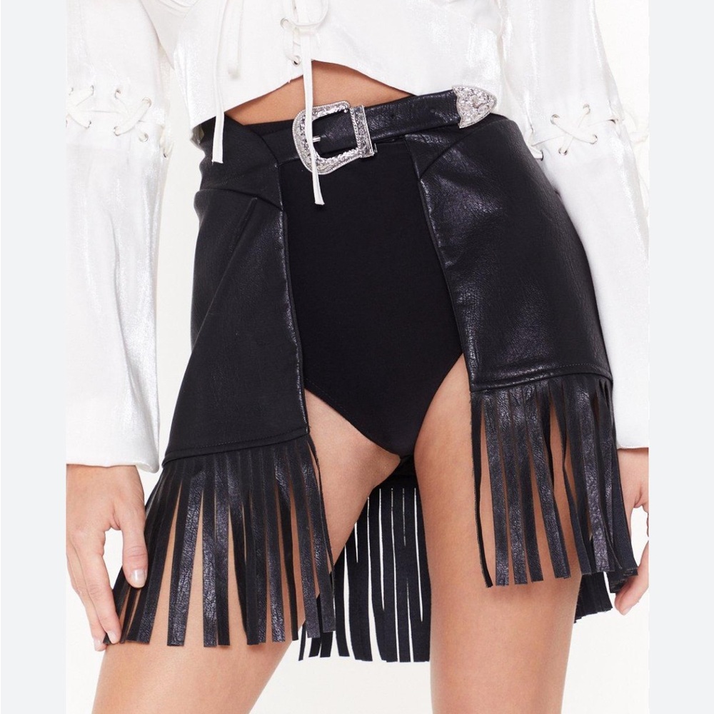 Nasty Gal Fringe Faux Leather Skirt